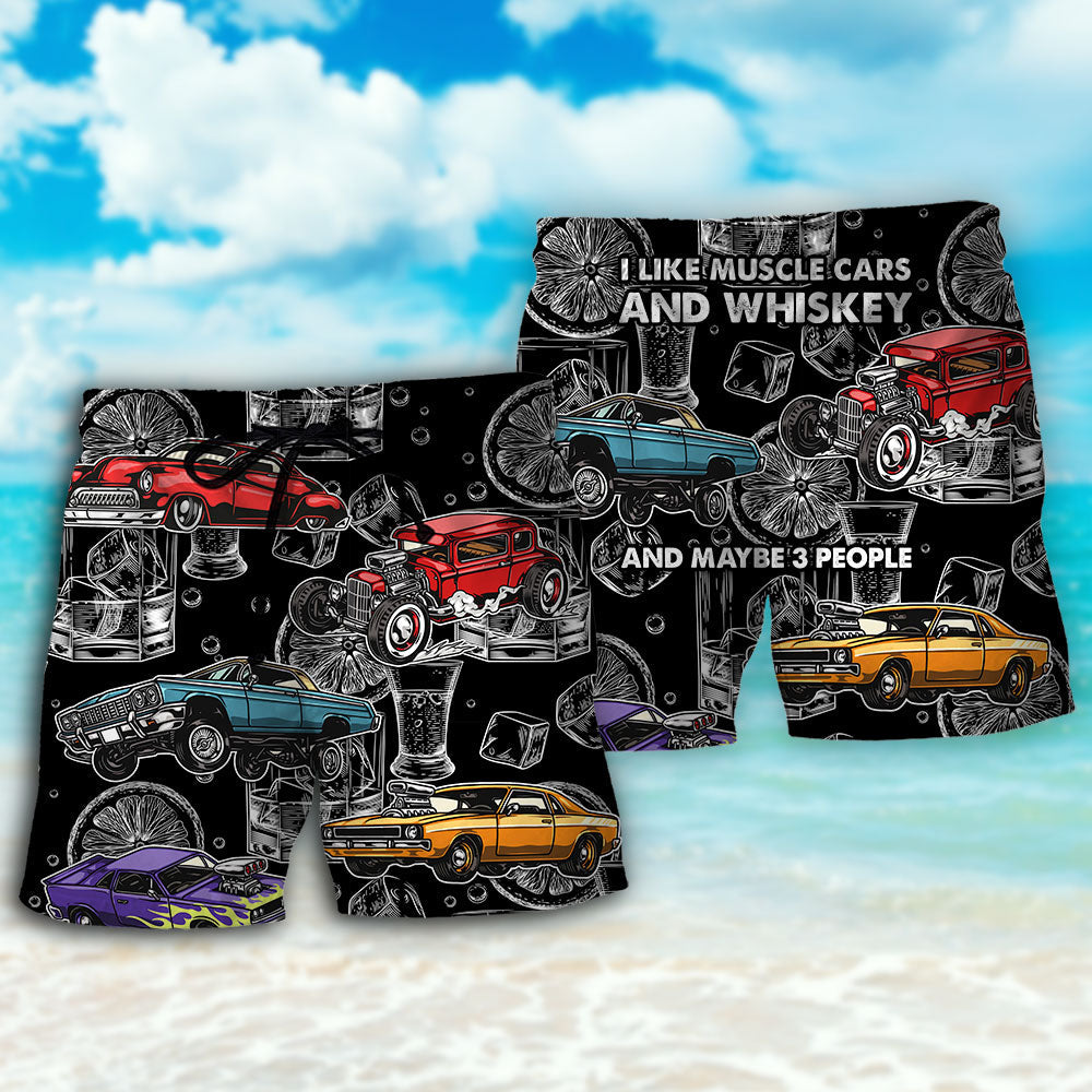 Car Muscle Car Whiskey Lover Beach Shorts Design View For Comfortable Resort And Beach Styling