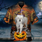 Cute Dog Halloween Theme Hawaiian Shirt Design Detail For Sunny Adventures And Casual Wear