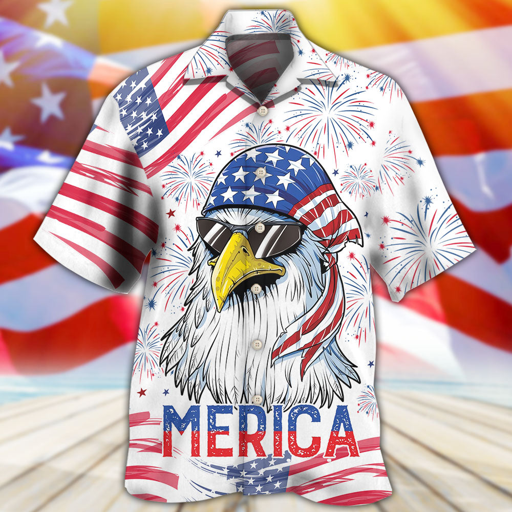 Eagle Independence Day American Hawaiian Shirt Artwork View For Coastal Escapes And Resort Style