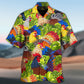 Colorful Chicken Family Hawaiian Shirt Design Detail For Sunny Adventures And Casual Wear