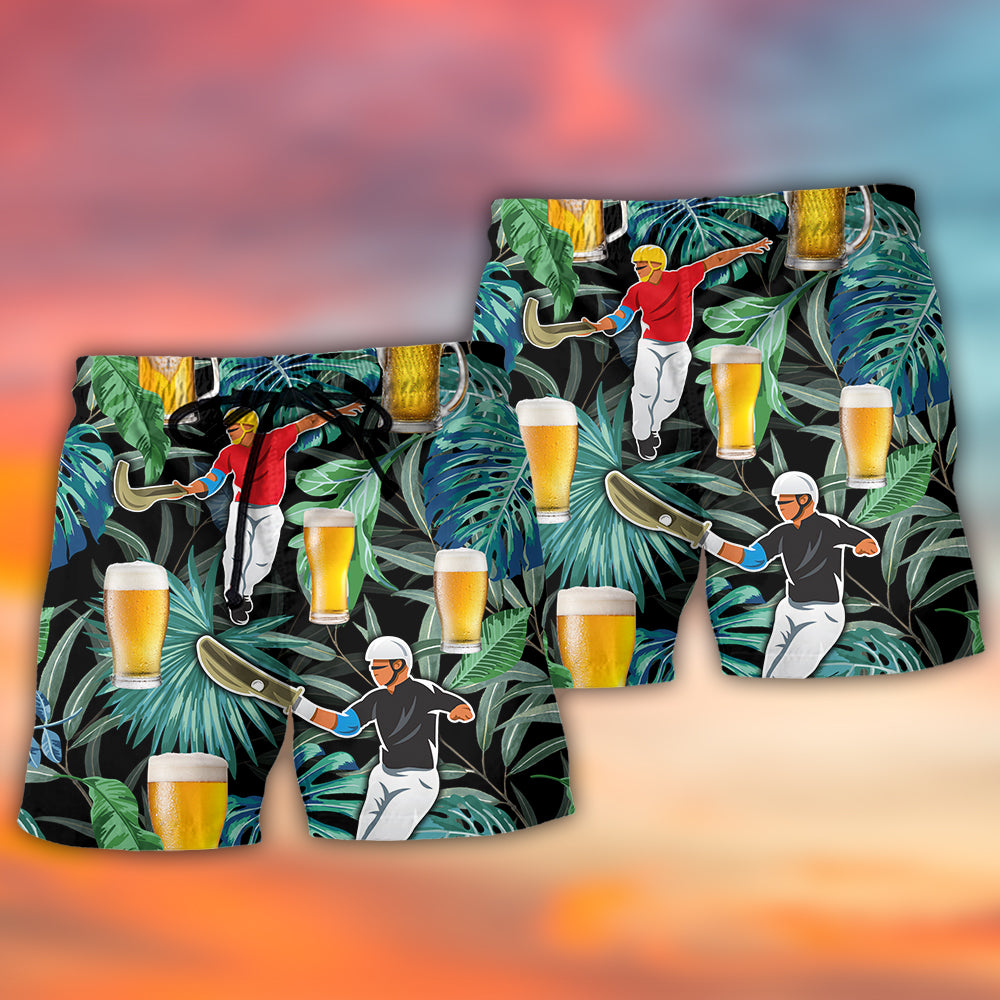 Tropical Beer Beach Shorts Pattern Detail For Island Trips And Comfortable Daily Use