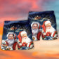Santa In Snowy Winter Scene Beach Shorts Artwork Detail For Comfortable Everyday Summer Wear