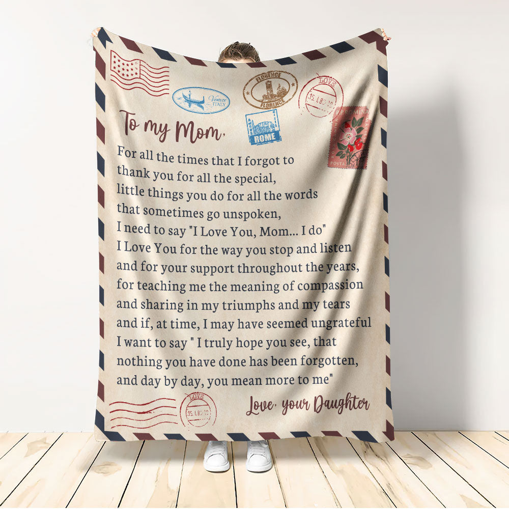 Dear Mom Daughter Love Letter Flannel Blanket For Cozy Bedroom Sofa Decor