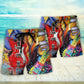 Guitar Galaxy Colorful Music Fantasy Beach Shorts Graphic Detail For Resort Trips And Casual Outings