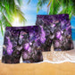 Dragon Skull Purple Beach Shorts Print Detail For Dark Fantasy Summer Style
