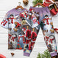 Santa Building A Snowman Gift Short Sleeve Pajamas Set For Festive Sleepovers And Family Photos