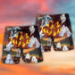 Halloween Burning Pumpkin Boo Beach Shorts Pattern Detail For Outdoor Activities And Vacation Ready Style