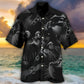 Creative Bold Black Cat Design Hawaiian Shirt Detailed Pattern View For Outdoor Gatherings