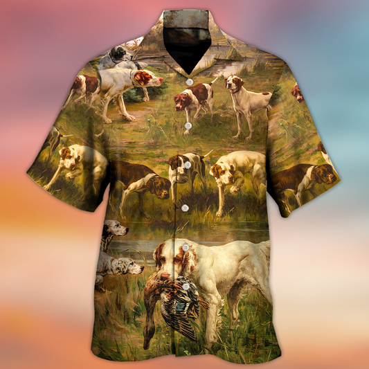 Dog Hunting Duck Outdoor Hawaiian Shirt Design View For Resort Travel And Thoughtful Gifting