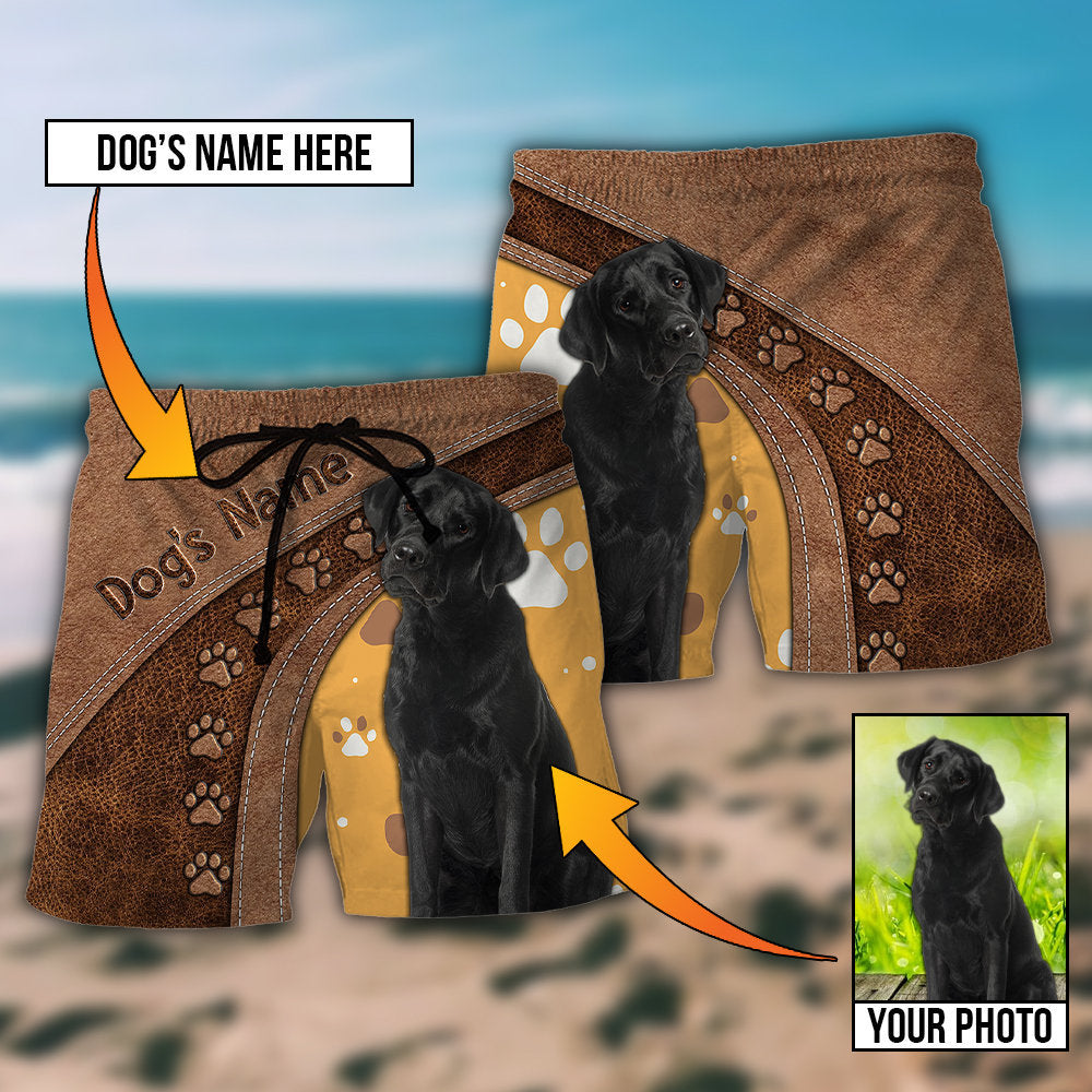Dog Paw Various Leather Style Personalized Photo Beach Shorts Artwork Detail For Tropical Travel And Everyday Wear