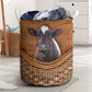 Ayrshire Cow Rattan Texture Laundry Basket For Room Home Organizer