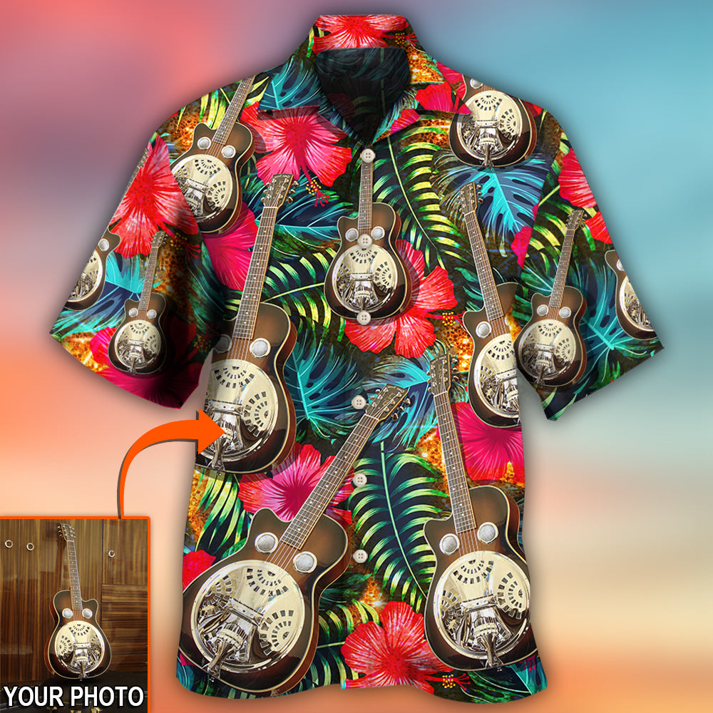 Tropical Guitar Various Custom Photo Hawaiian Shirt Design View For Resort Travel And Thoughtful Gifting