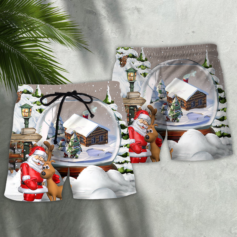 Christmas Santa Giving Joy Night Beach Shorts Graphic Detail For Resort Trips And Casual Outings