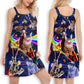 Cat Space Galaxy Food V-Neck Sleeveless Cami Dress For Vacations And Playful Everyday Style