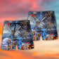 Halloween Pirate Skeleton Scary Beach Shorts Pattern Detail For Leisure Travel And Comfortable Daily Wear