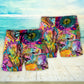 Psychedelic Dinosaur Soul Vision Beach Shorts Artwork Detail For Tropical Travel And Everyday Wear