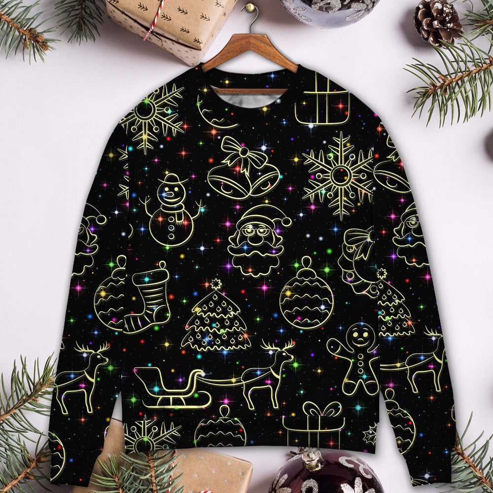Christmas Neon Light Starry Night Sweater For Holiday Travel Winter Outings And Cheerful Gift Giving