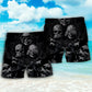 Dark Scary Skull Beach Shorts Pattern Detail For Weekend Travel And Leisure And Relaxation