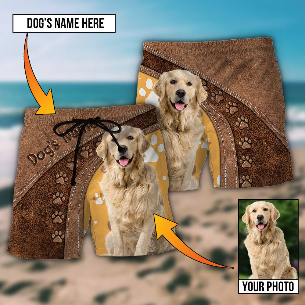 Dog Paw Various Leather Style Personalized Photo Beach Shorts For Sunny Holidays And Comfortable Daily Styling