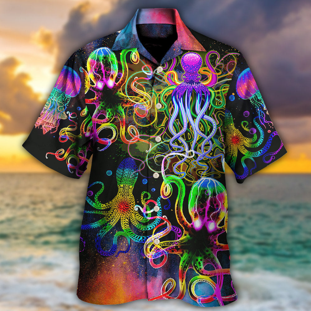 Octopus Jellyfish Sea Hawaiian Shirt Pattern View For Lightweight Everyday Style