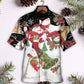 Cute Christmas Snowman Cardinal Hawaiian Shirt Front Pattern View For Tropical Vacations