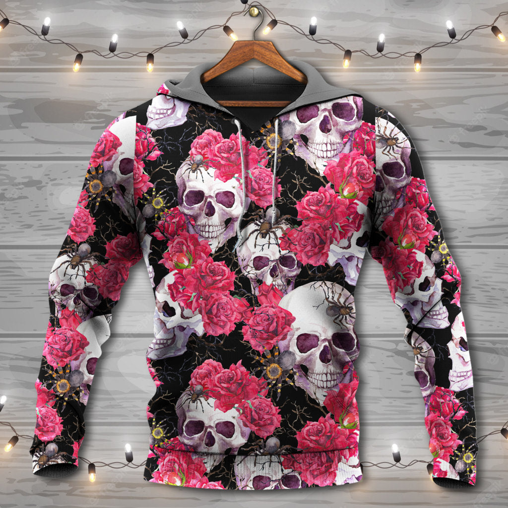 Gothic Skull Roses Artistic Hoodie For Dark Art Enthusiasts Weekend Outings And Thoughtful Gifting