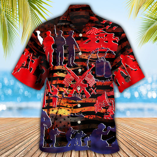 Patriotic Veteran Freedom Democracy Tribute Hawaiian Shirt Artwork View For Coastal Escapes And Resort Style