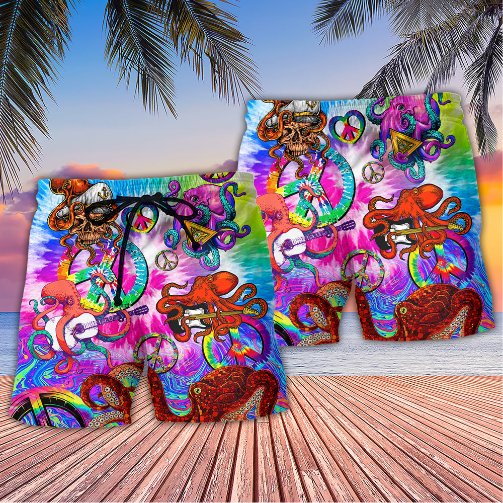 Happy Hippie Octopus Tie Dye Beach Shorts Graphic Detail For Resort Trips And Casual Outings