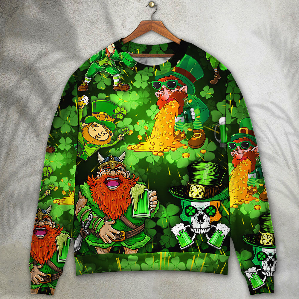 Irish Viking Skull Leprechaun Gnome Sweater For Mythic Art Fans Travel Adventures And Distinctive Gifting