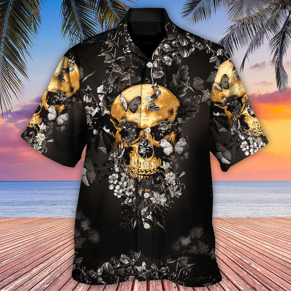 Floral Dark Skull Grow Moments Hawaiian Shirt Design View For Resort Travel And Thoughtful Gifting