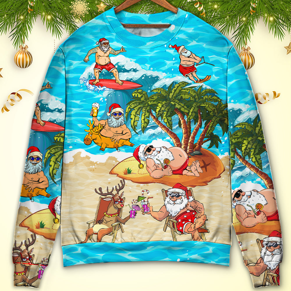 Christmas Santa Beach Holiday Funny Sweater For Seasonal Parties Cozy Gatherings And Thoughtful Holiday Gifts