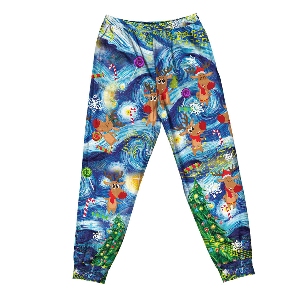 Happy Dancing Reindeer Christmas Short Sleeve Pajamas Set For Christmas Mornings And Relaxed Lounging