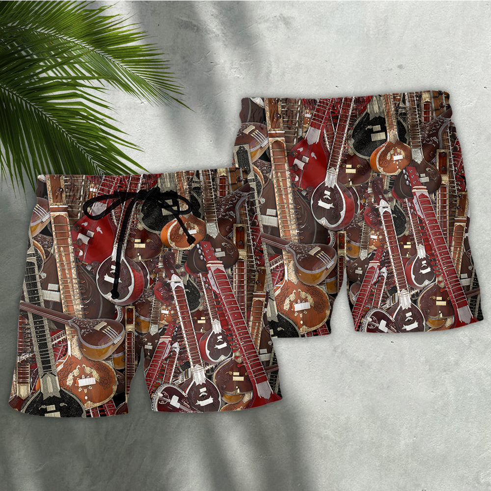 Sitar Player Humor Music Quote Beach Shorts For Tropical Getaways And Weekend Adventures