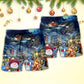 Christmas Snowman Santa Family Light Beach Shorts Artwork Detail For Comfortable Everyday Summer Wear