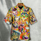 Funny Colorful Watercolor Cat Hawaiian Shirt Pattern Detail For Vacation Travel And Daily Wear