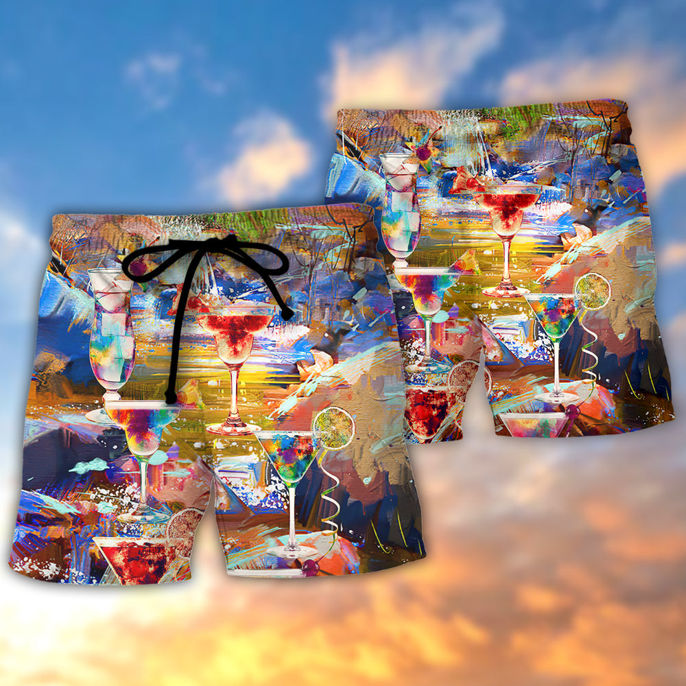 Cocktail Glass Party Vibes Beach Shorts For Tropical Getaways And Weekend Adventures