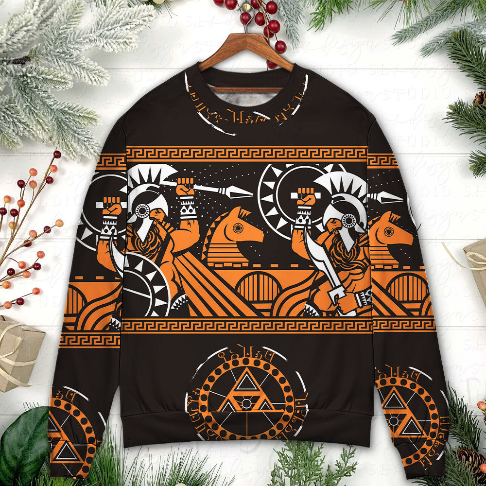 Warrior Spartan Battle Sweater For Mythic Art Fans Travel Adventures And Distinctive Gifting