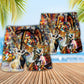 Cat Dance Beach Shorts Pattern Detail For Poolside Fun And Laid Back Styling