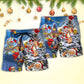 Christmas Santa Beer Beach Shorts Pattern Detail For Relaxed Weekends And Laid Back Styling