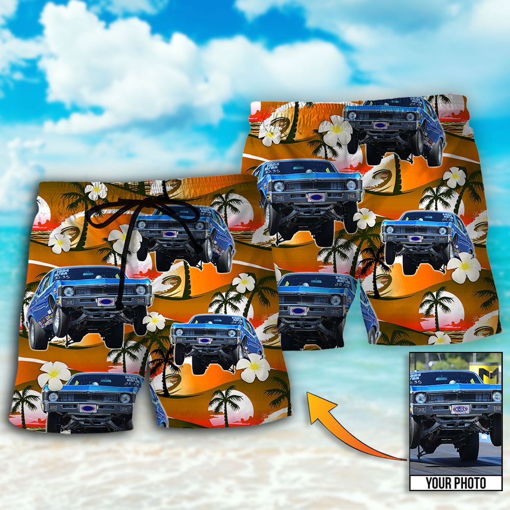 Car Floral Various Style Personalized Photo Beach Shorts For Outdoor Adventures And Thoughtful Seasonal Gifts