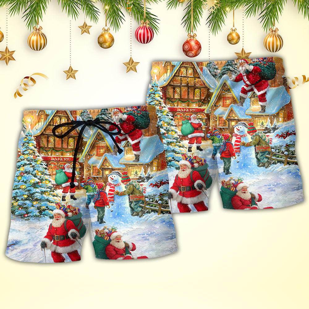 Christmas Santa Beach Shorts Pattern Detail For Tropical Escapes And Thoughtful Gift Giving
