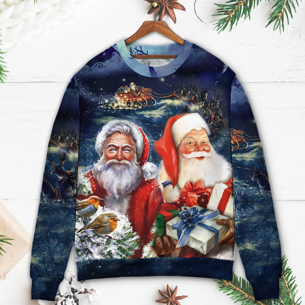 Christmas Santa Claus Snow Scene Sweater For Winter Parties Seasonal Adventures And Relaxed Everyday Styling