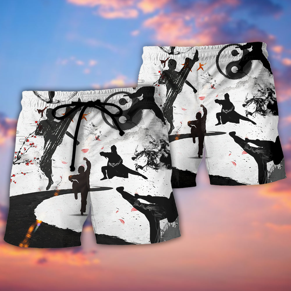 Martial Arts Beach Shorts Pattern Detail For Tropical Escapes And Travel Ready Comfort