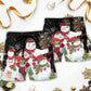 Christmas Cute Snowman And Cardinal Beach Shorts Artwork Detail For Casual Warm Weather Outfits