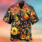 Dark Skull Halloween Pumpkin Hawaiian Shirt Pattern View For Lightweight Everyday Style