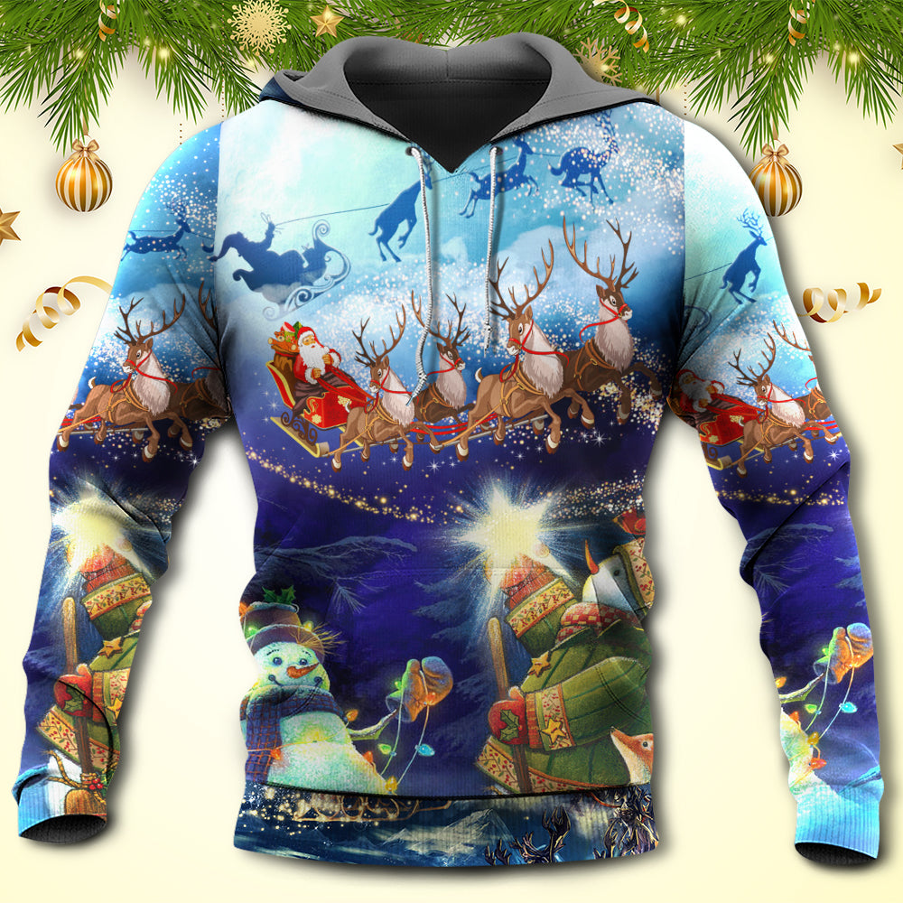 Christmas Reindeer Snowman Glow Hoodie For Festive Celebrations Seasonal Trips And Relaxed Winter Wear
