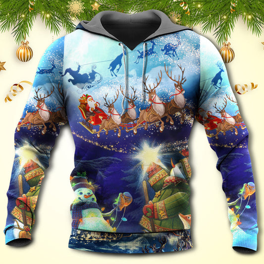 Christmas Reindeer Snowman Glow Hoodie For Festive Celebrations Seasonal Trips And Relaxed Winter Wear