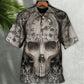 Vintage Skull Artwork Hawaiian Shirt All Over Print Detail For Summer Travel