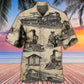 Vintage Retro Train Sketch Hawaiian Shirt Creative Print View For Tropical Vacations