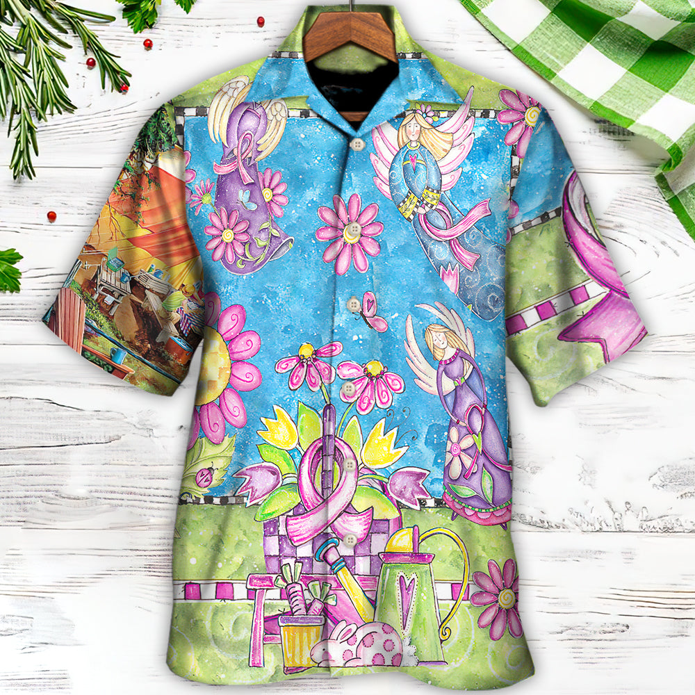 Pink Breast Cancer Courage Angel Ribbon Hawaiian Shirt Artwork View For Coastal Escapes And Resort Style